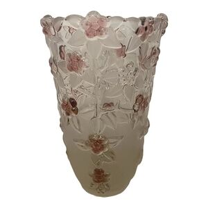 Studio Silversmiths Venezia Collection Fine Crystal Vase Pink Floral 9” NEW